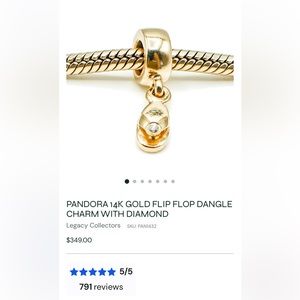 *Discontinued* PANDORA 14K GOLD FLIP FLOP DANGLE
CHARM WITH DIAMOND